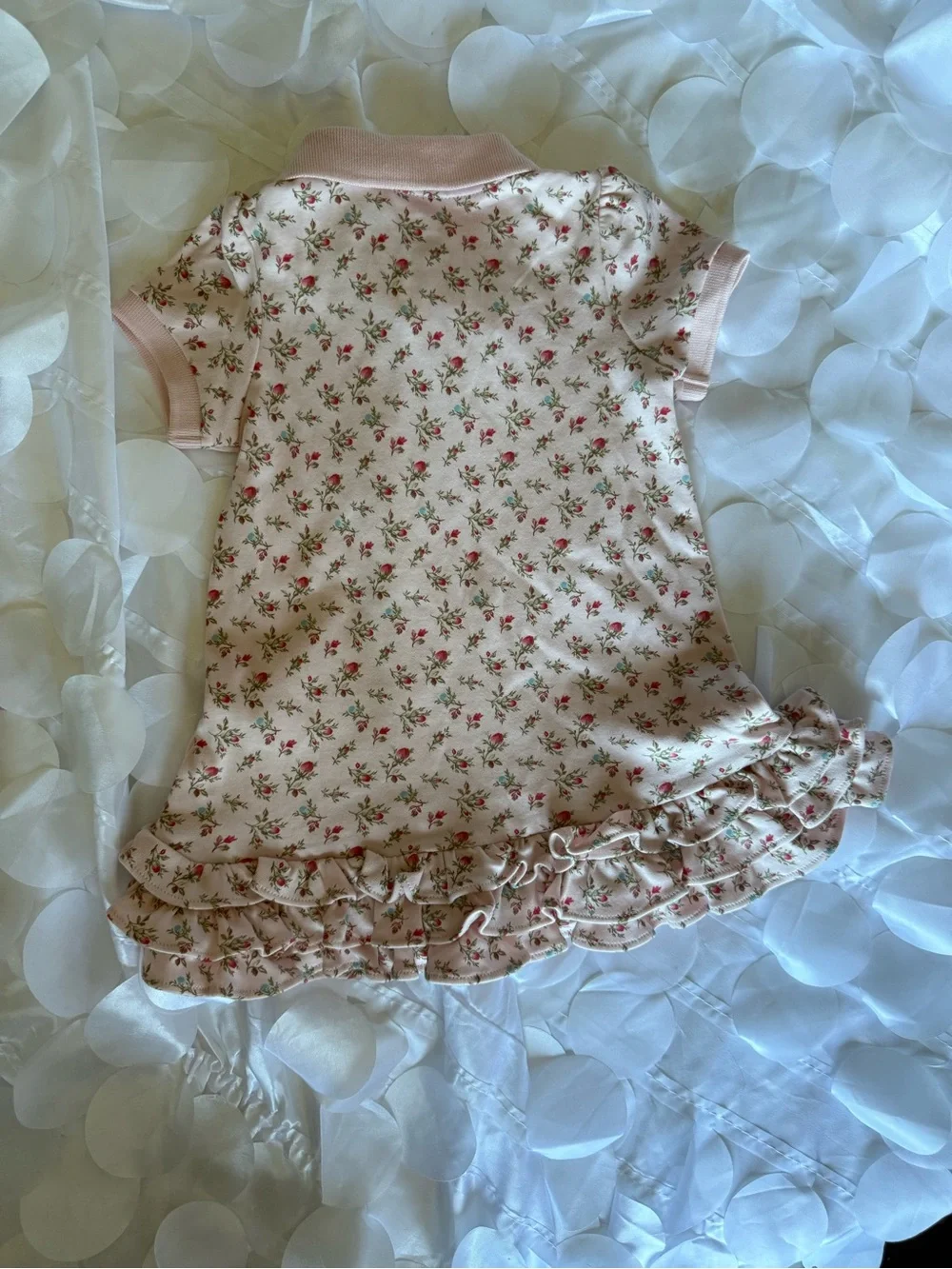 Ralph Lauren Pale Pink Floral Ruffle Polo Dress
